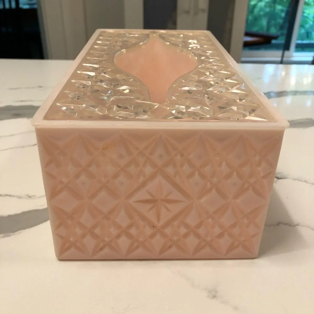Vintage Starburst Atomic MCM Vanity Tissue Box and Lidded Powder Puff Container